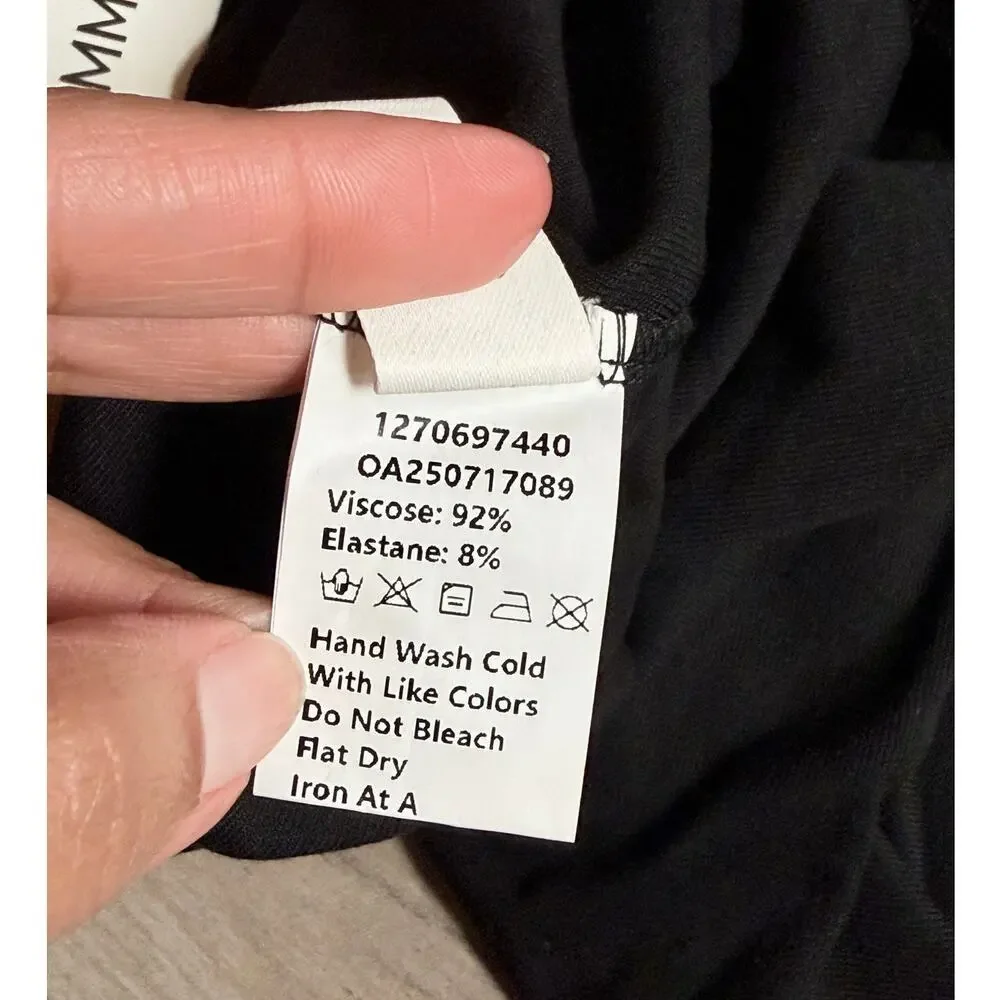 Commense Stand Collar Sheer Sleeve Fitted Blouse Black Women’s Size M - Picture 7 of 9